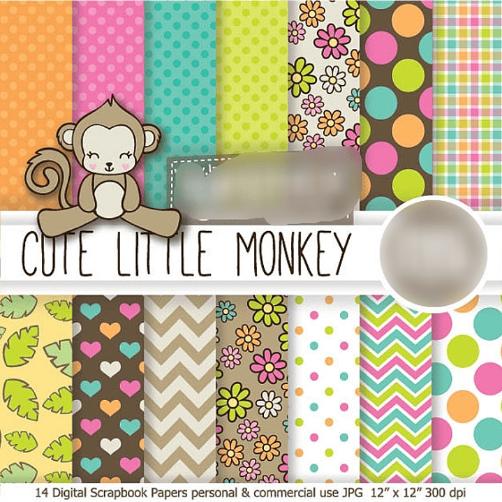 Kit Digital Papéis Macaquinho  1