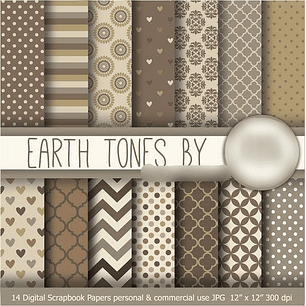 Kit Digital Papéis Tons de Terra 