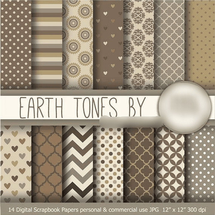 Kit Digital Papéis Tons de Terra  1