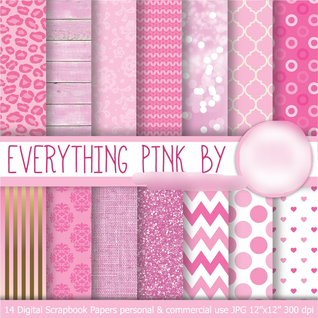 Kit Digital Papéis Tudo Rosa  1