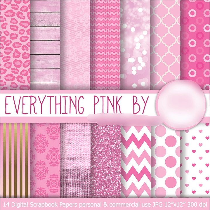 Kit Digital Papéis Tudo Rosa  1