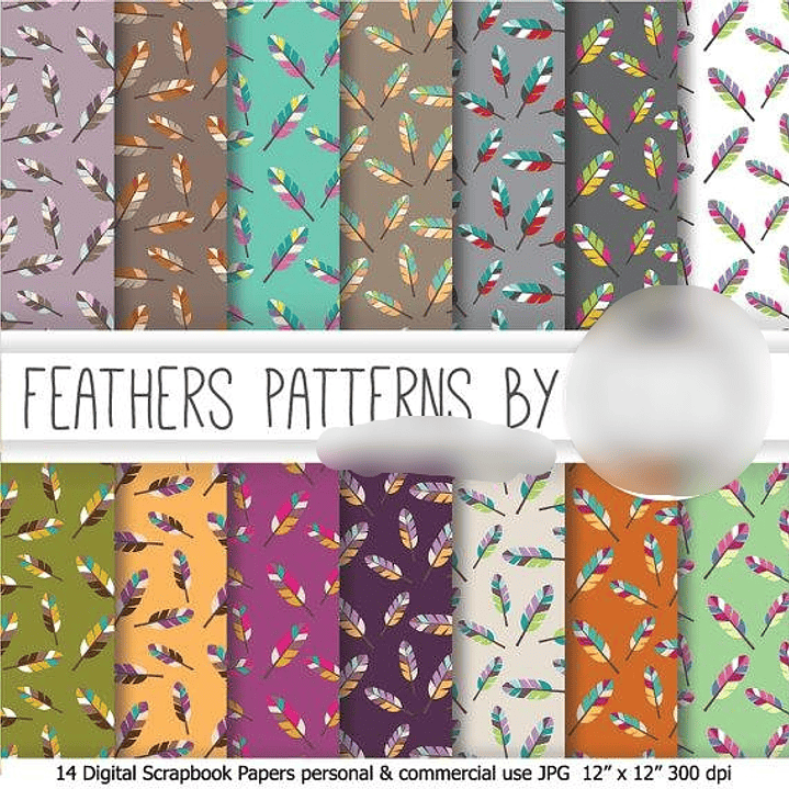 Kit Digital Papéis Penas 1