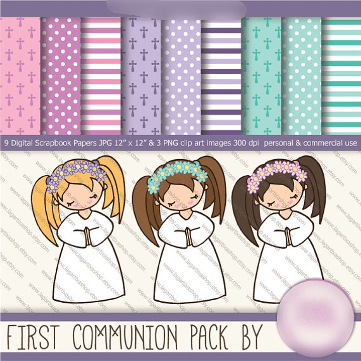 Kit Digital Papéis Primeira Comunhão 1