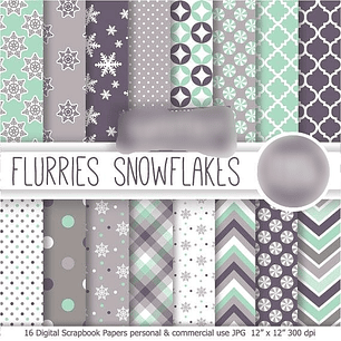 Kit Digital Papéis de Flocos de Neve