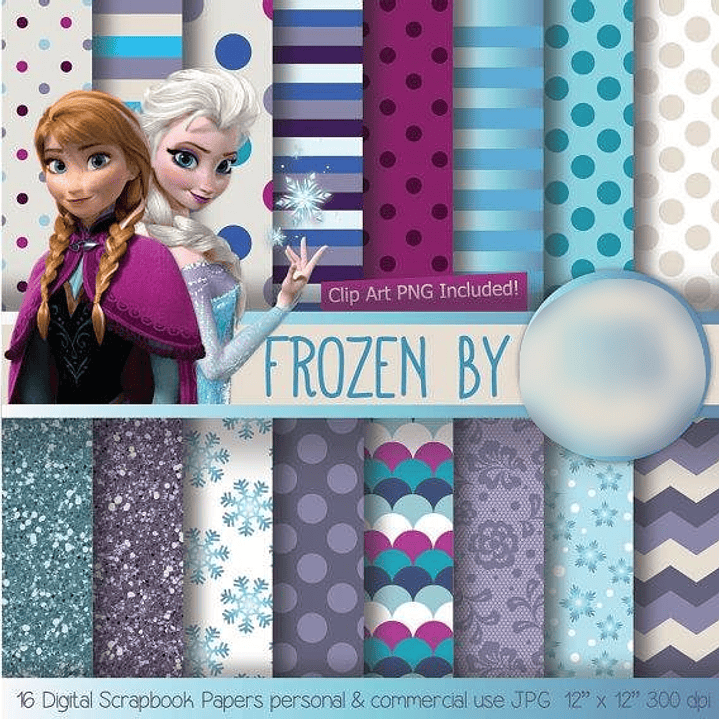 Kit Digital Papéis Frozen  1