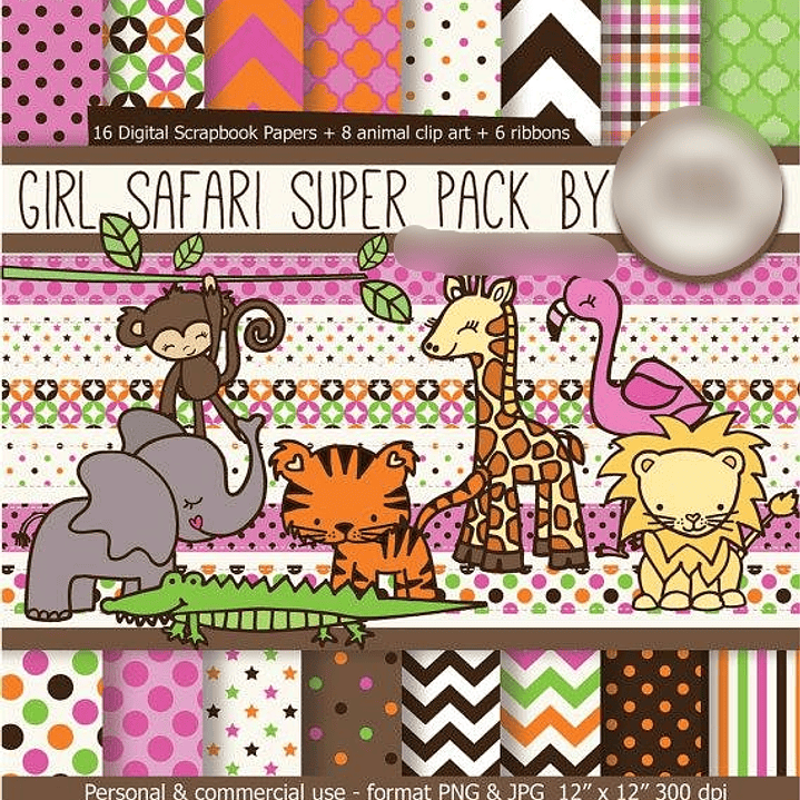 Kit Digital Safari Menina  1