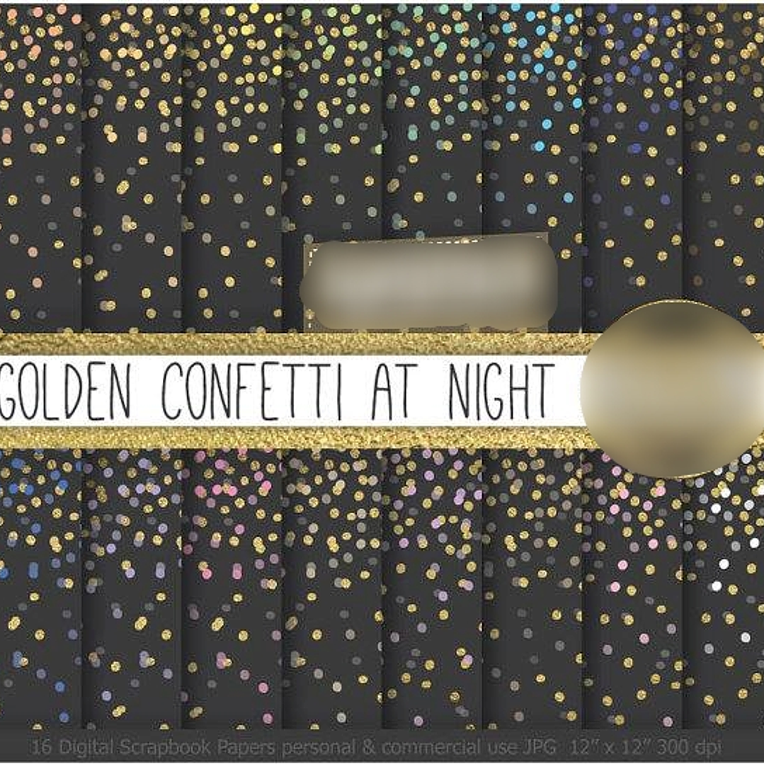Kit Digital Papéis Confete Dourado à Noite 1