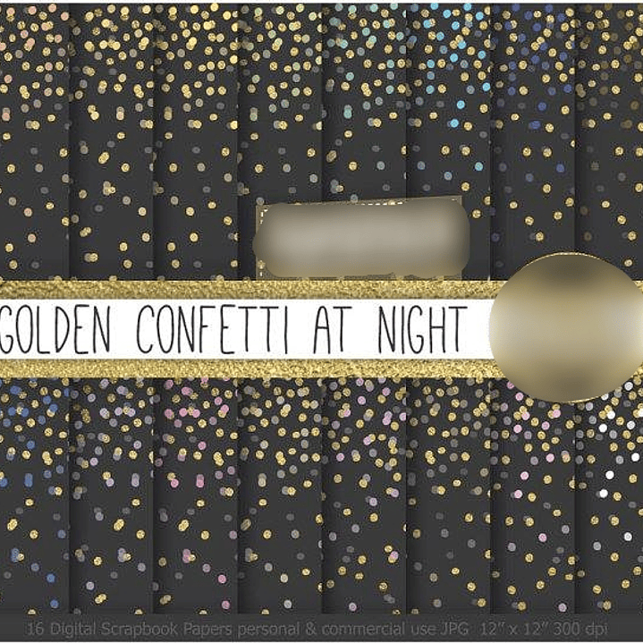 Kit Digital Papéis Confete Dourado à Noite 1