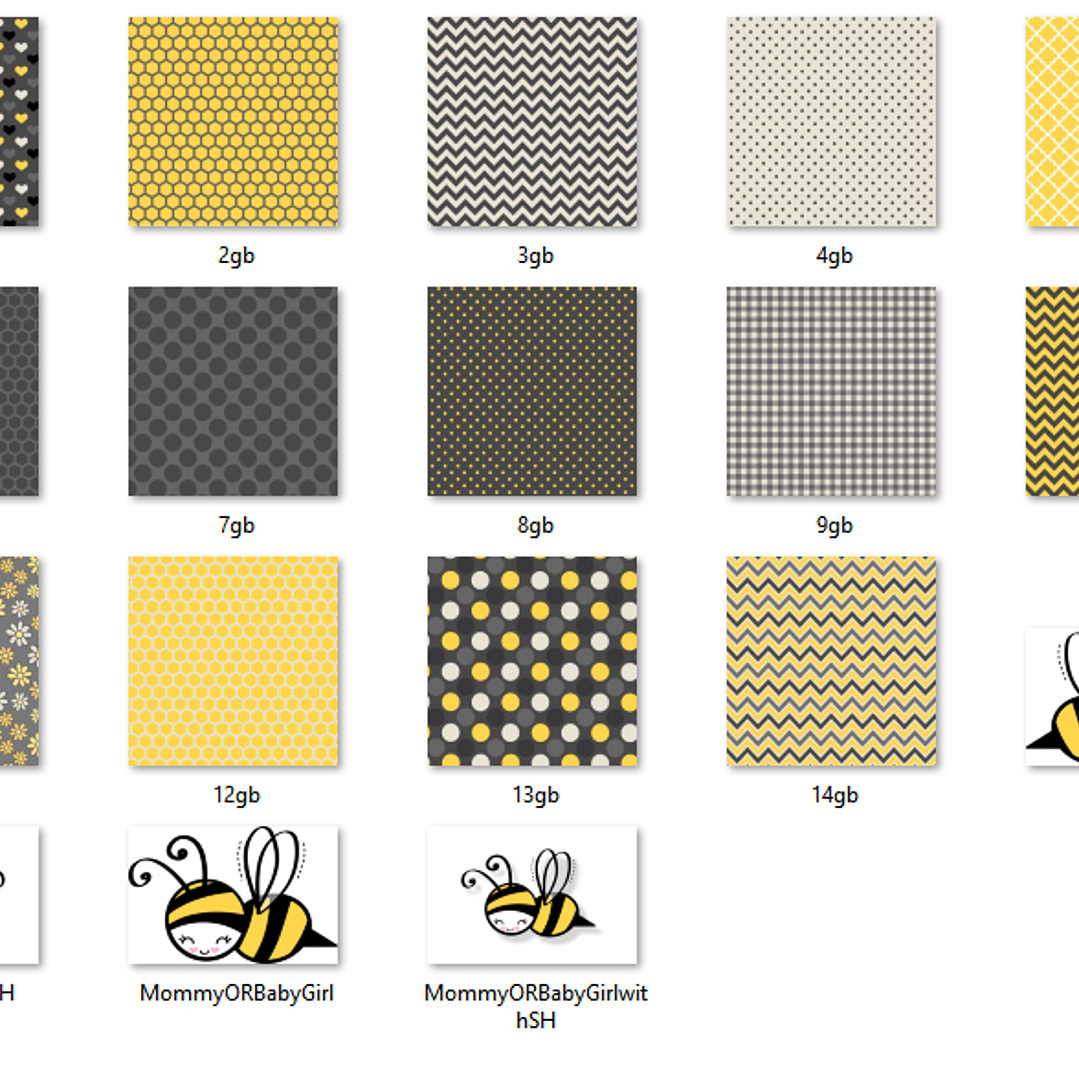 Kit Digital Papéis Abelha Cinza e Amarelo 2