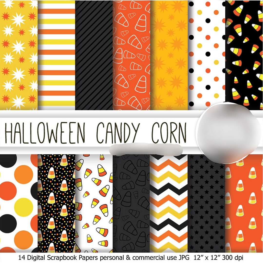 Kit Digital Papéis Milho Doce de Halloween 1