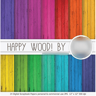 Kit Digital Papéis Madeira Feliz