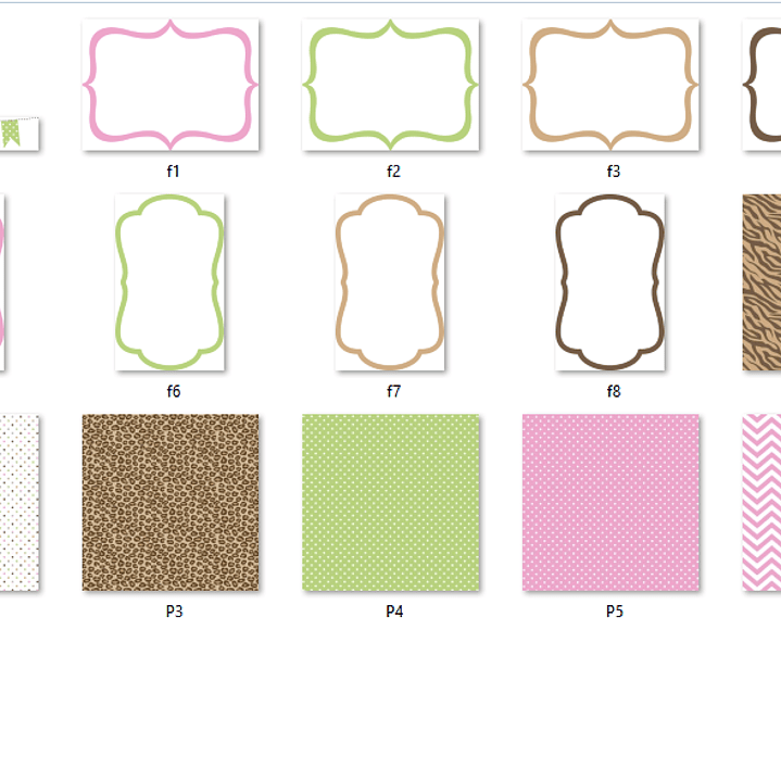 Kit Digital Molduras Feminina Verde limão e rosa 2