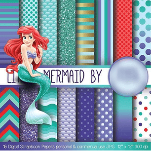 Kit Digital Papéis Pequena Sereia 