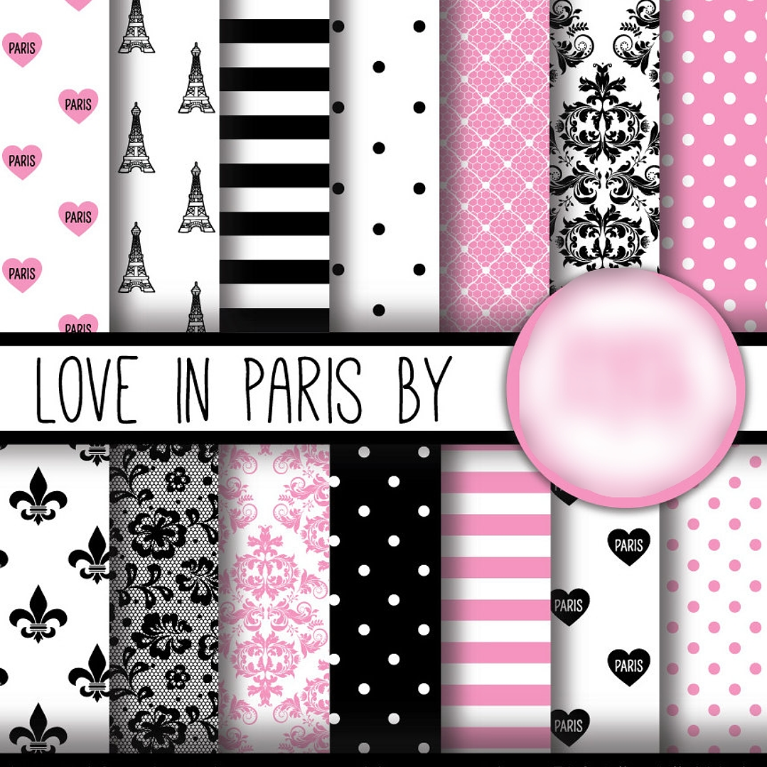 Kit Digital Papéis Eu Amo Paris  1