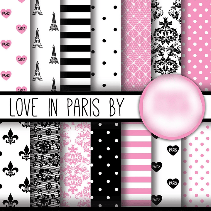 Kit Digital Papéis Eu Amo Paris  1