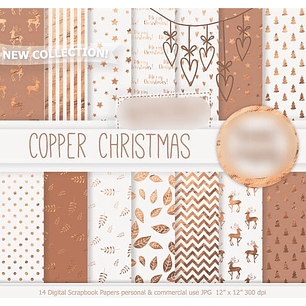 Kit Digital Papéis Natal de Cobre 