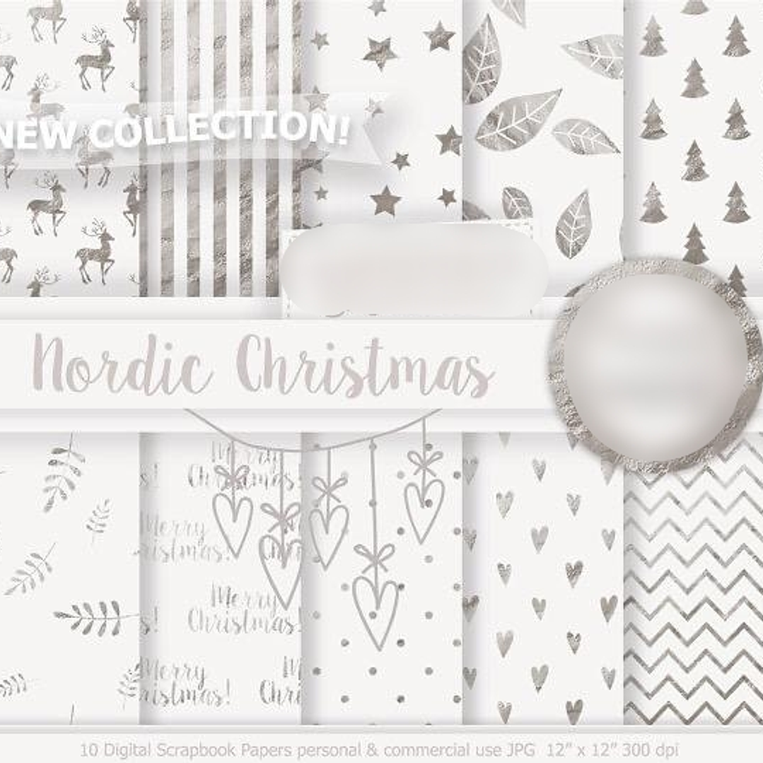 Kit Digital Papéis Natal Nórdico 1