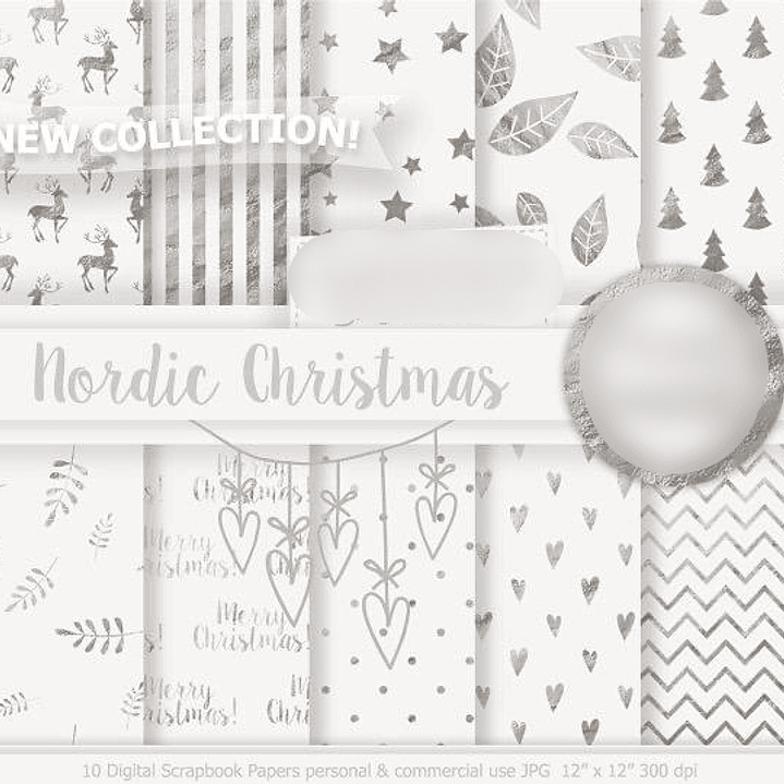 Kit Digital Papéis Natal Nórdico 1
