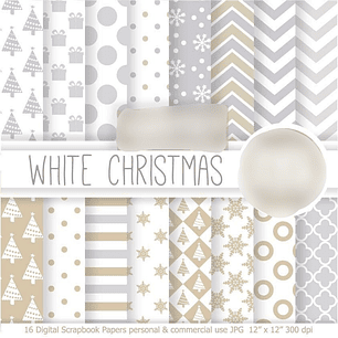 Kit Digital Papéis Natal Branco