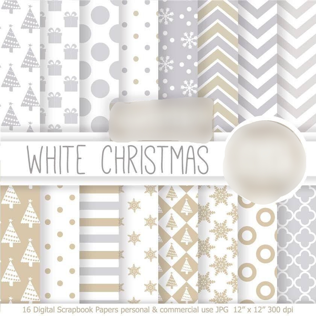 Kit Digital Papéis Natal Branco 1