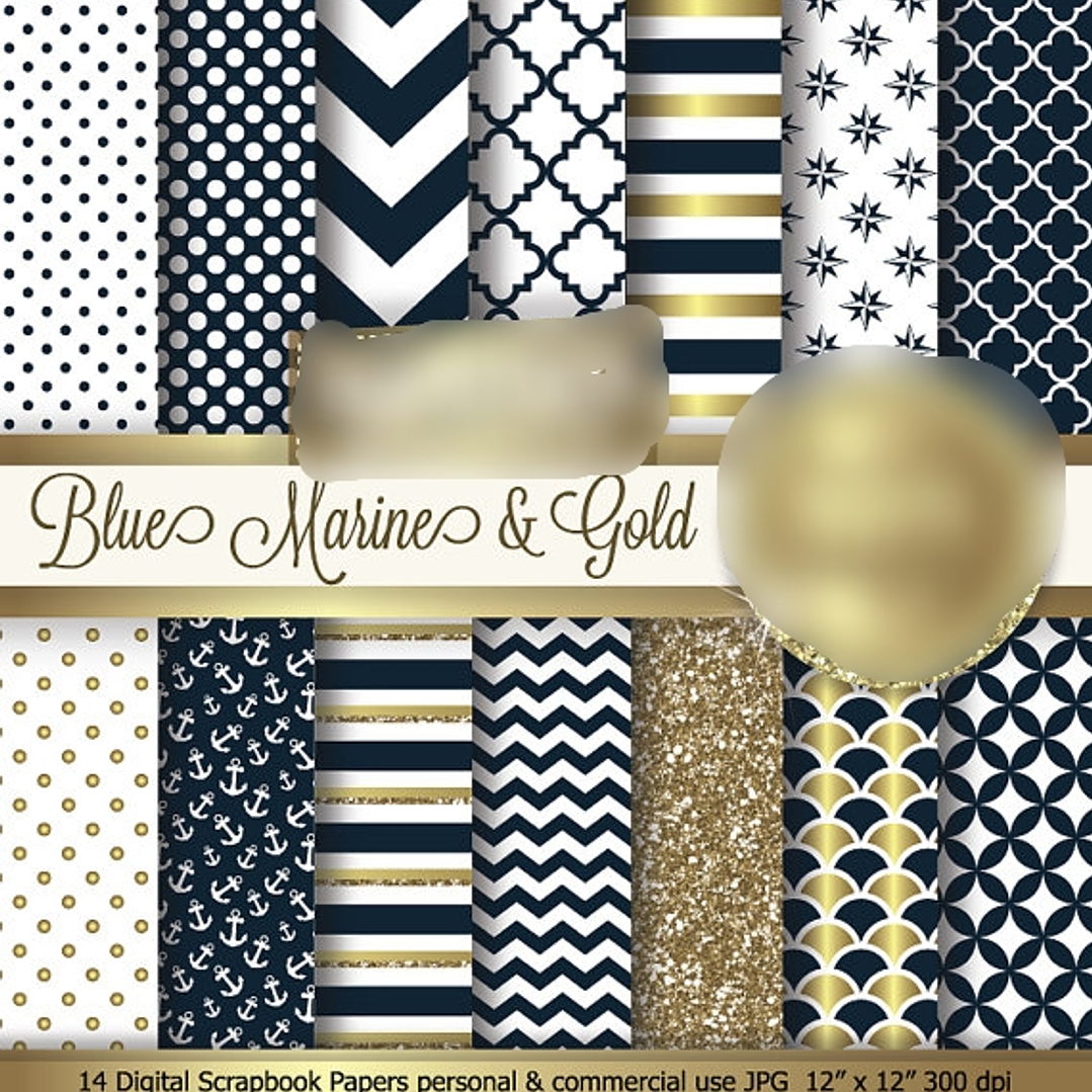 Kit Digital Papéis de Ouro  1