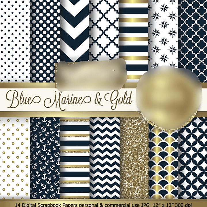 Kit Digital Papéis de Ouro  1