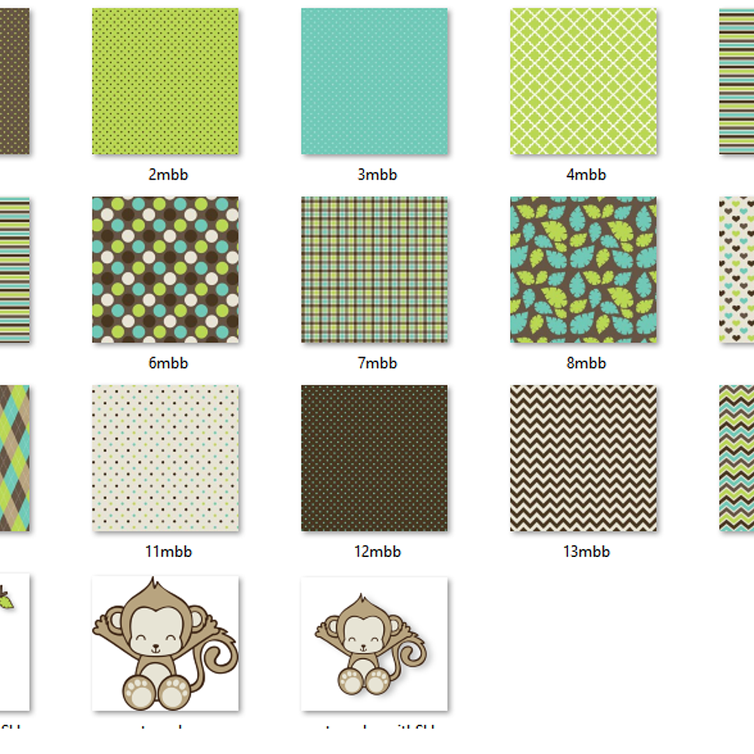 Kit Digital Papéis Macaco Bebê Menino  2