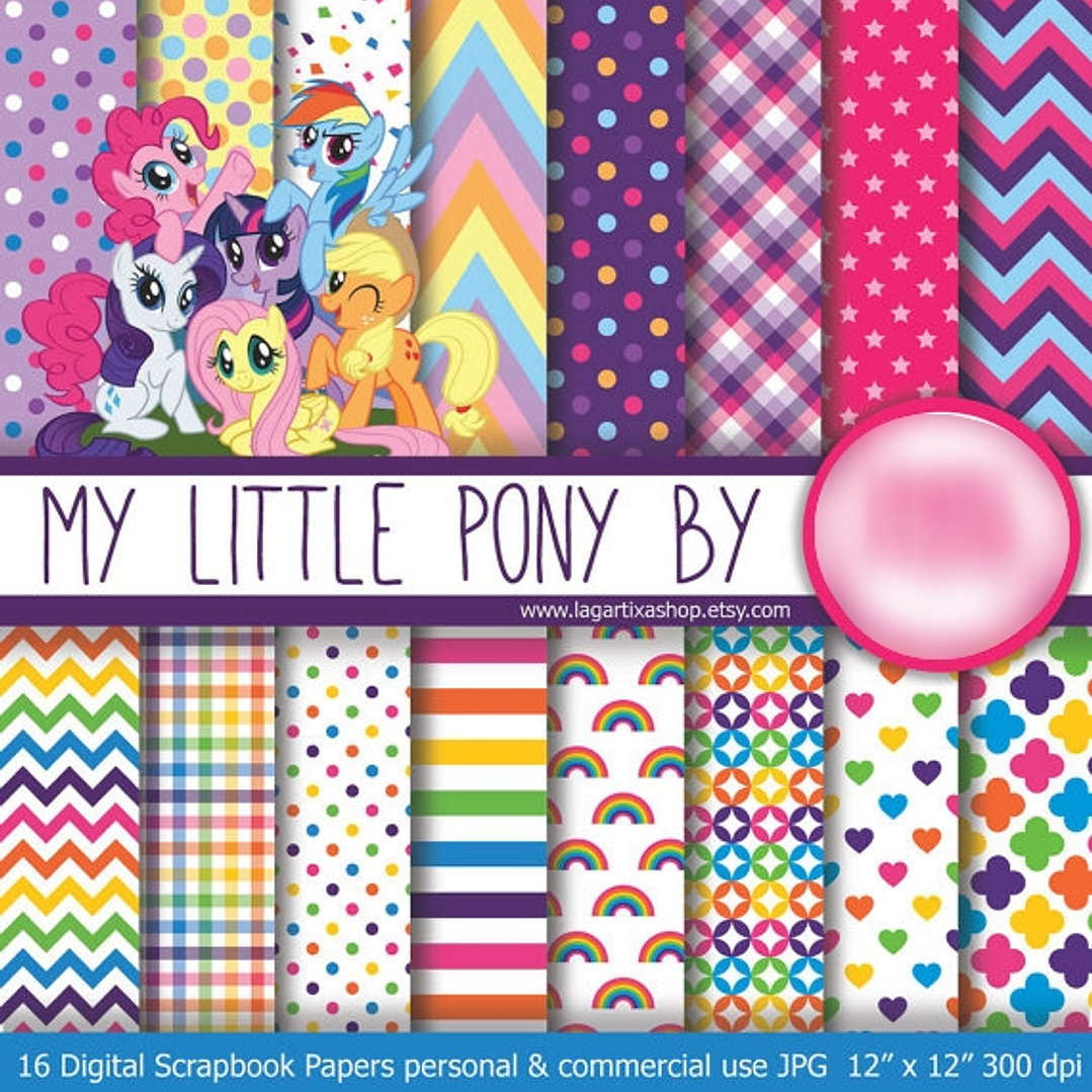 Kit Digital Somente Papéis My Little Pony 1