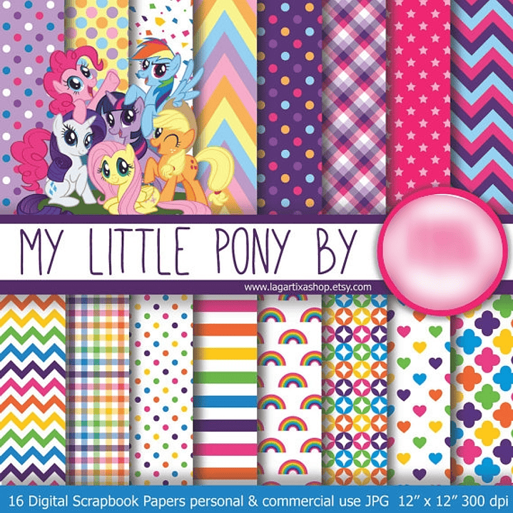 Kit Digital Somente Papéis My Little Pony 1