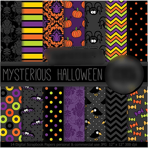 Kit Digital Papéis Halloween Misterioso 