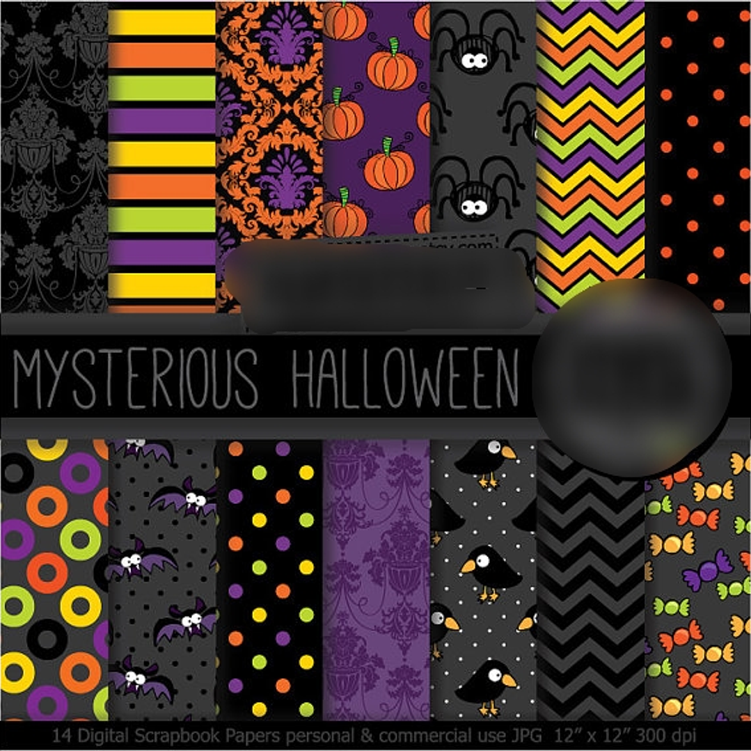 Kit Digital Papéis Halloween Misterioso  1