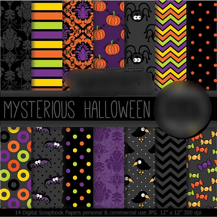 Kit Digital Papéis Halloween Misterioso  1