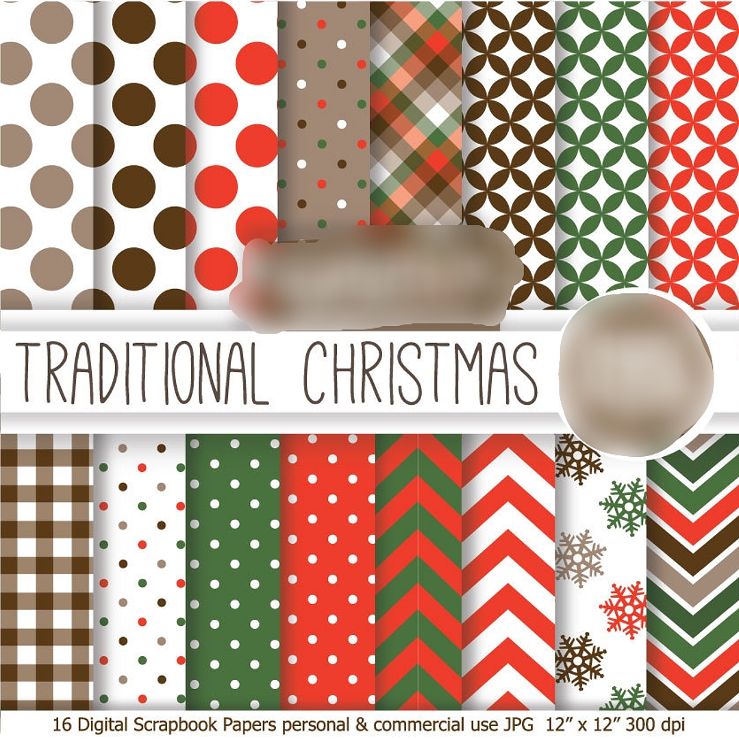 Kit Digital Papéis Natal Tradicional  1