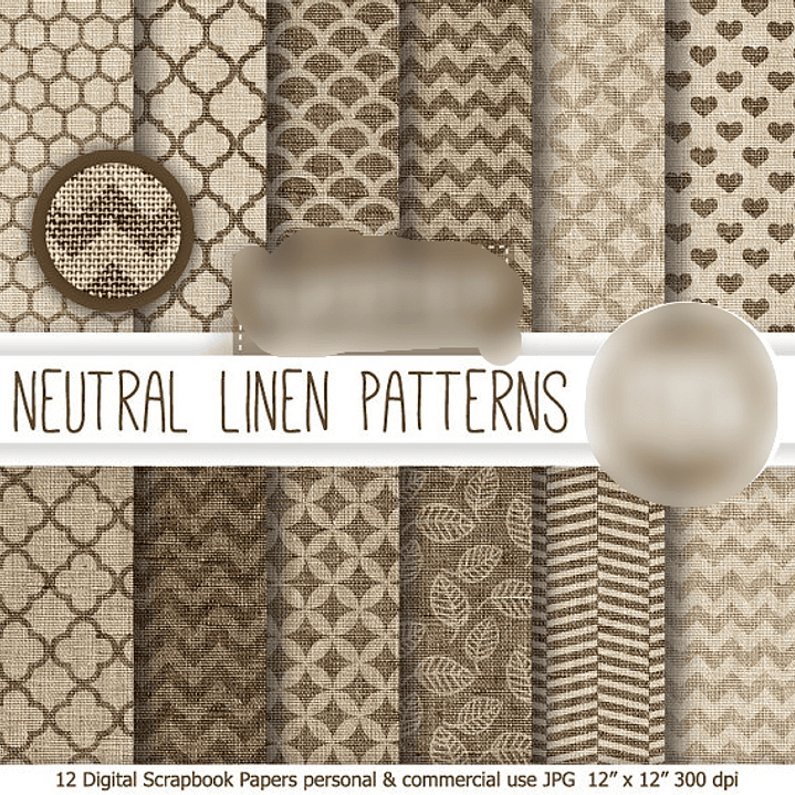 Kit Digital Papéis Padrões Neutros de Linha 1