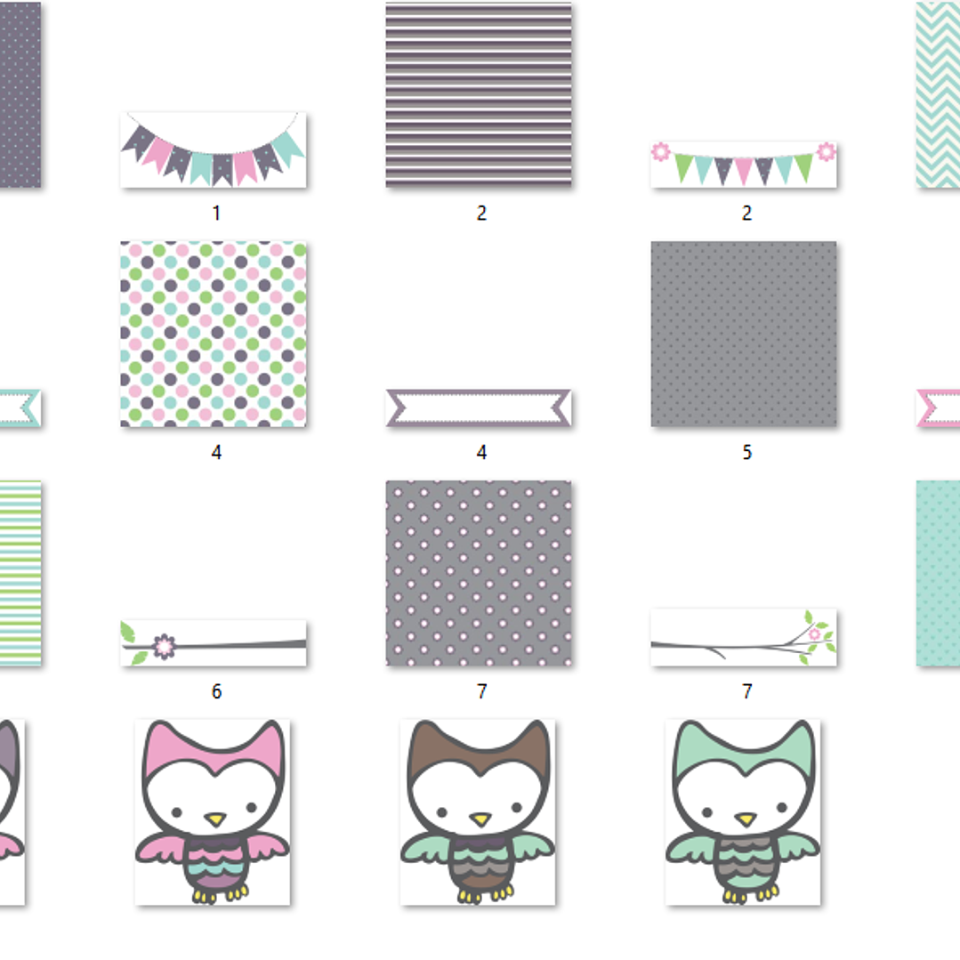 Kit Digital Papéis Coleção de Corujas 2