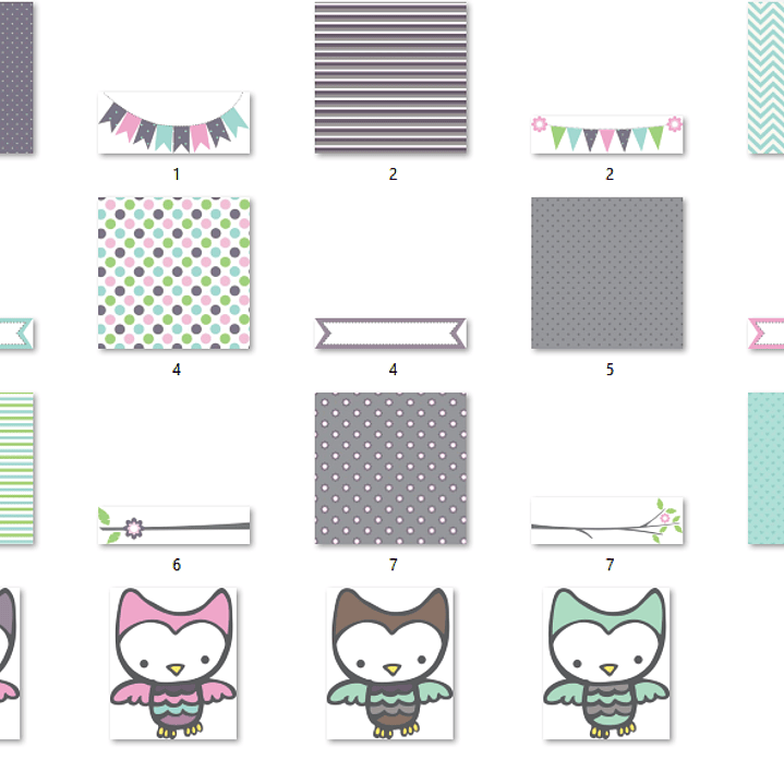 Kit Digital Papéis Coleção de Corujas 2