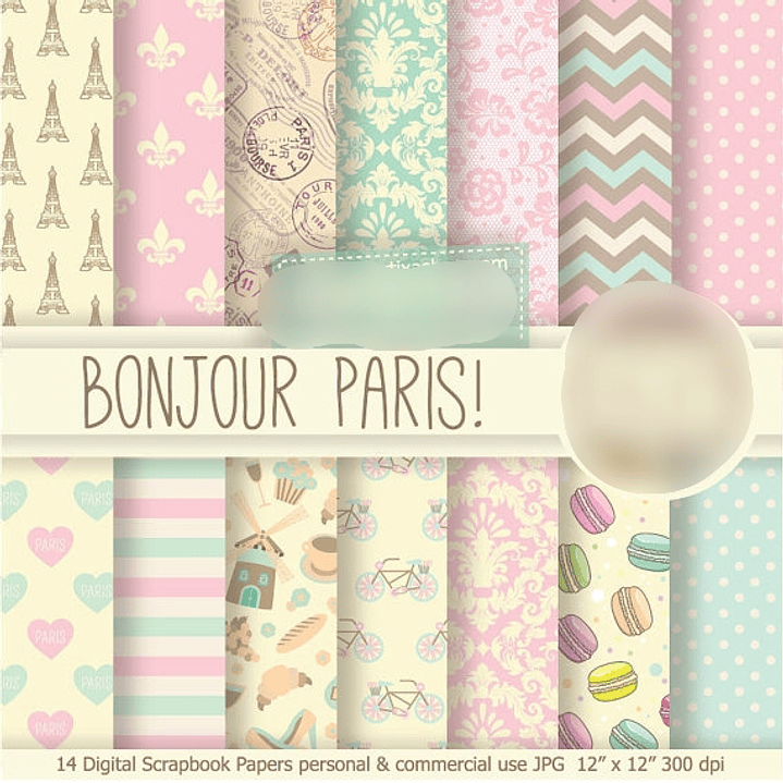 Kit Digital Papéis Paris  1