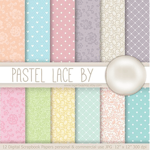 Kit Digital Papéis Pastel Renda 