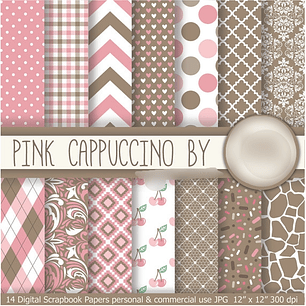Kit Digital Papéis Pink Cappuccino 