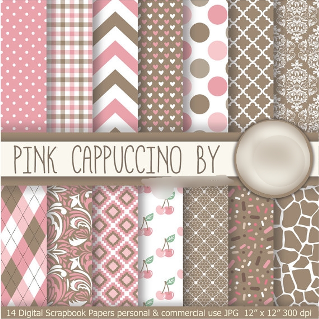 Kit Digital Papéis Pink Cappuccino  1