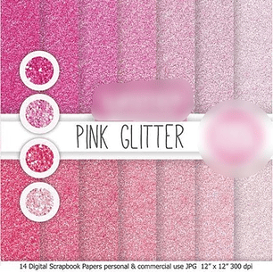 Kit Digital Papéis Glitter 
