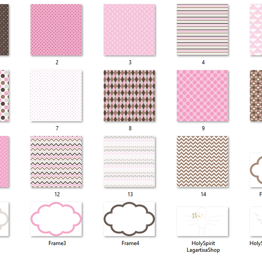 Kit Digital Papéis Espírito Santo Rosa Menina 2