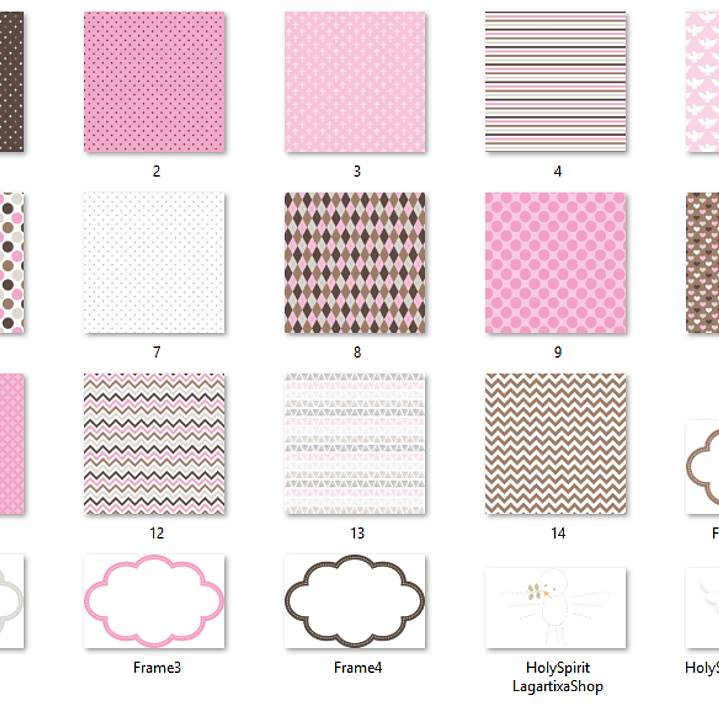 Kit Digital Papéis Espírito Santo Rosa Menina 2