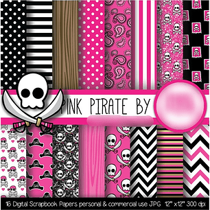 Kit Digital Papéis Pink Pirata 