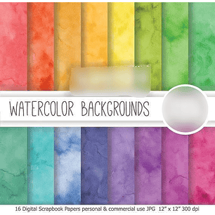 Kit Digital Papéis Aquarela Coloridos 