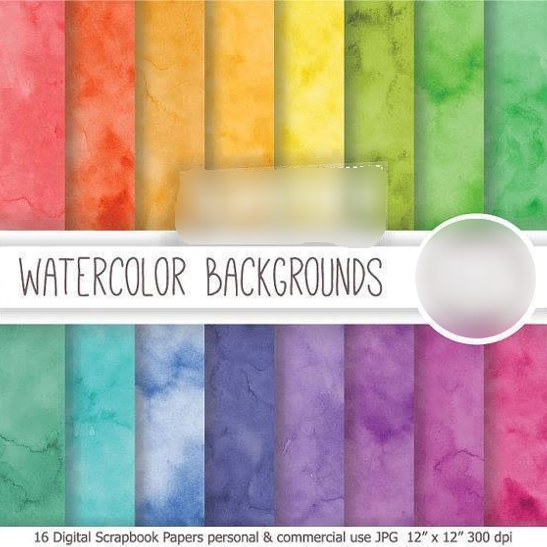 Kit Digital Papéis Aquarela Coloridos  1