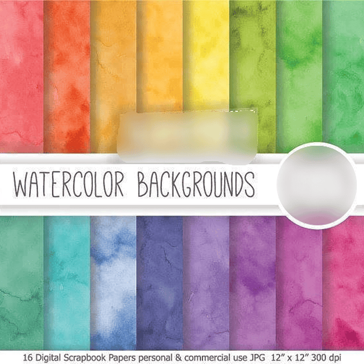 Kit Digital Papéis Aquarela Coloridos  1