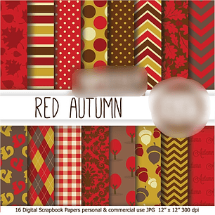 Kit Digital Papéis Outono Vermelho
