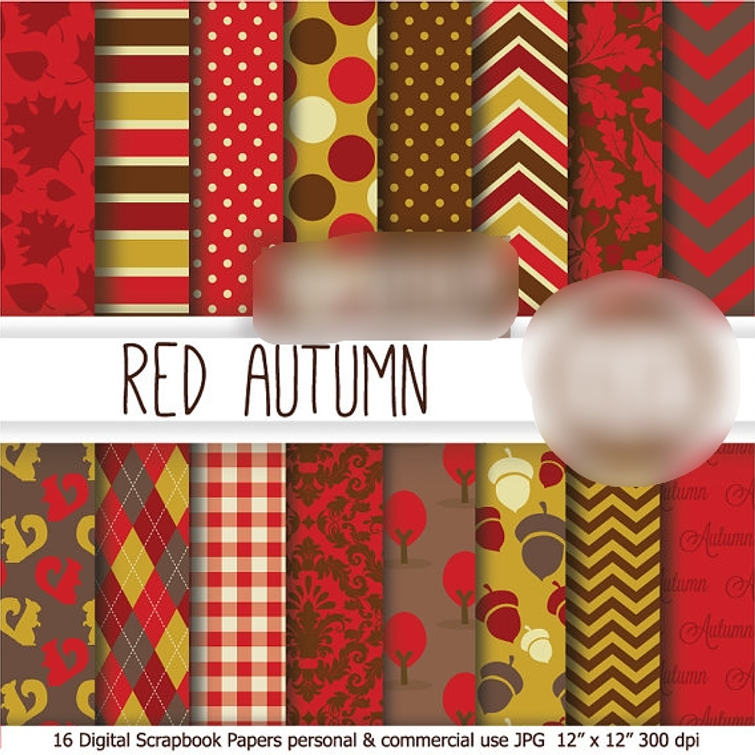 Kit Digital Papéis Outono Vermelho 1