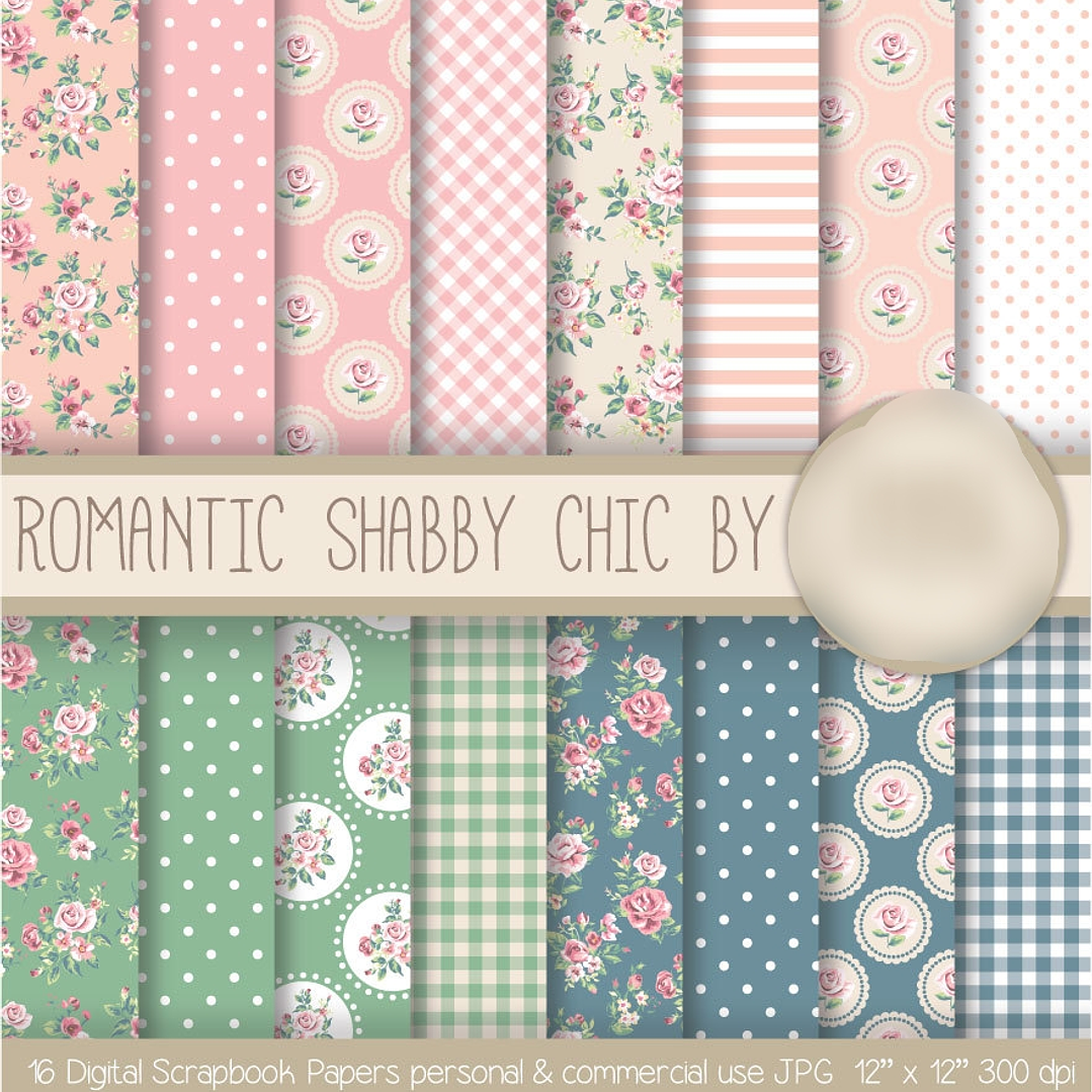 Kit Digital Papéis Romântico Chic  1